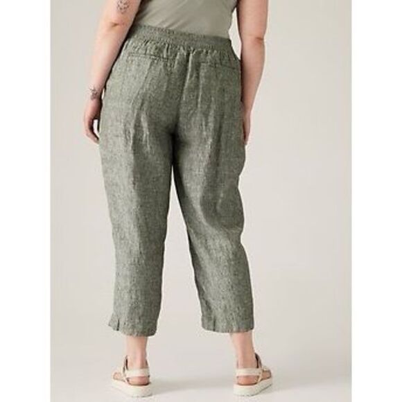 ✨Athleta Voyager Washable Linen Sz. 12  Olive Pants✨ - Picture 2 of 10